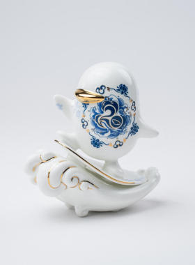 腾讯企鹅联名周边 QQ游戏20周年青韵御风陶瓷鹅礼盒 纪念收藏礼品