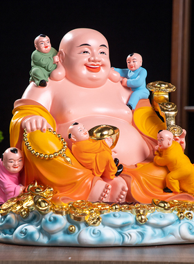 笑口弥勒佛五子弥勒佛树脂佛像