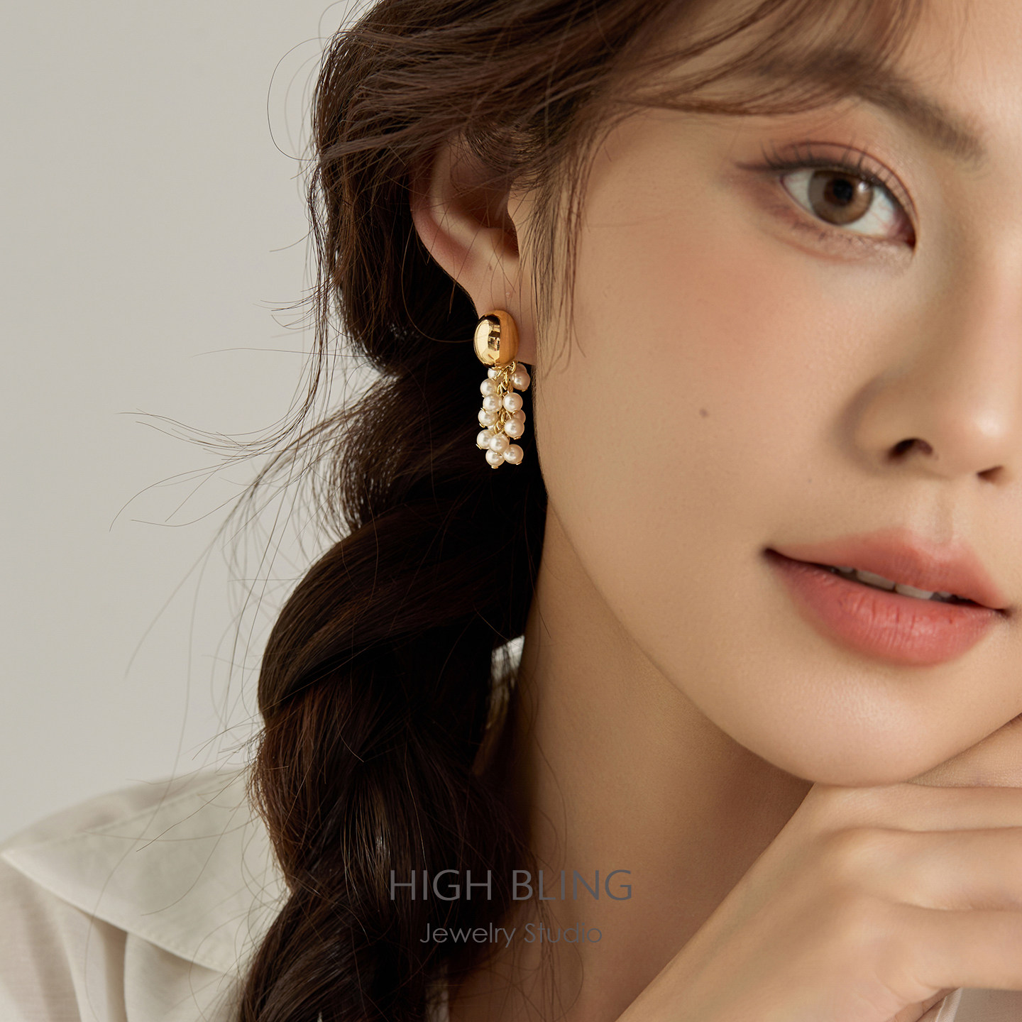 原创超耗时高定手工S家珍珠葡萄度假风耳坠饰无耳洞女蚊香盘耳夹 - 图3