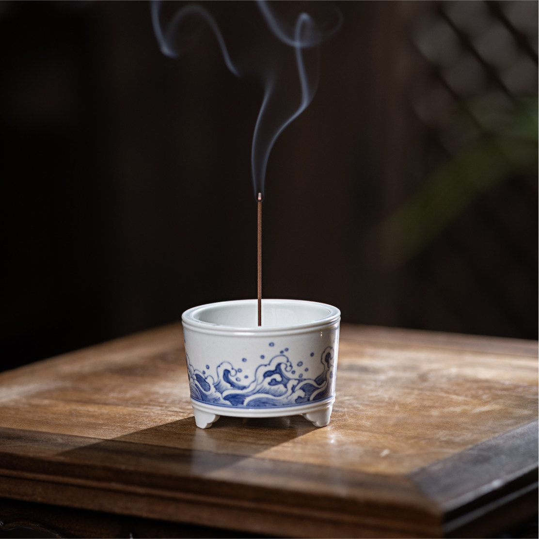 永庆香堂【碧落潮生】陶瓷香炉景德镇青花手绘复古沉檀香熏香炉,淘宝优惠券,粉丝福利购,淘宝优惠卷