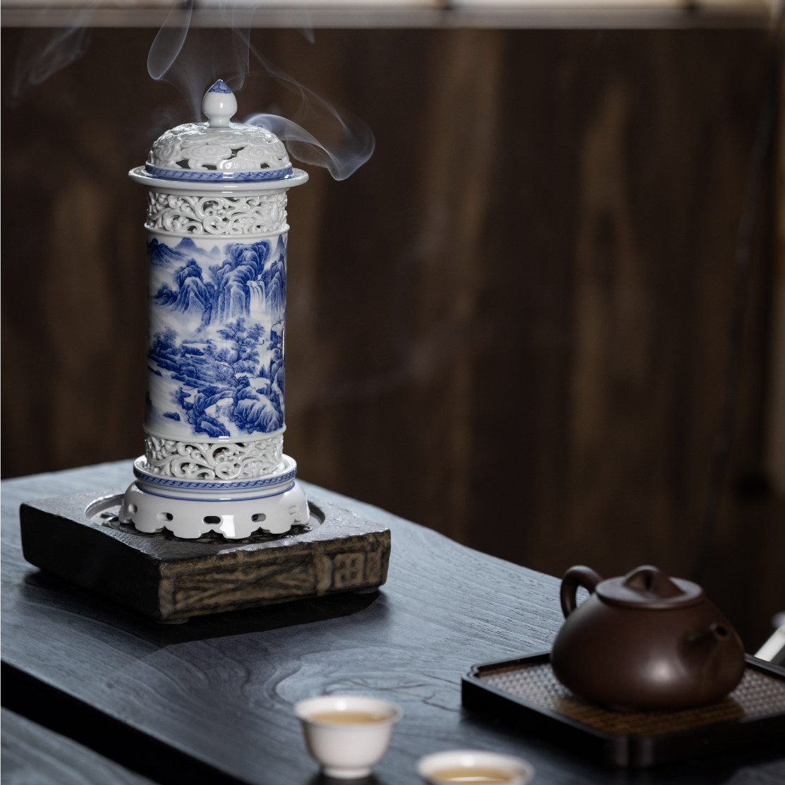 永庆香堂【万里江山】景德镇手绘青花山水香炉香道香器高端礼物,淘宝优惠券,粉丝福利购,淘宝优惠卷