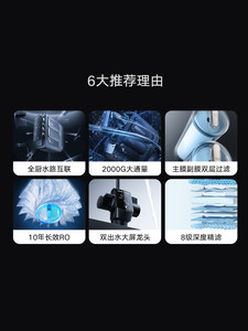 云米净水器厨下式直饮机净水机ro反渗透纯水机Space2000G大通量