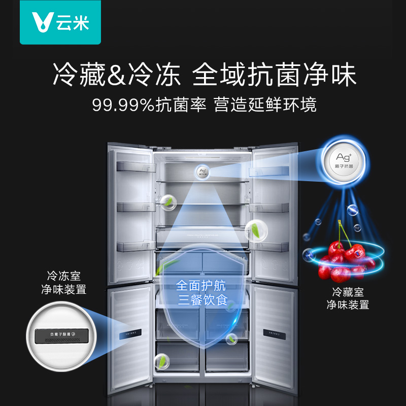 云米500L对开四门十字门超薄零嵌嵌入式冰箱底部散热家用变频一级-图2