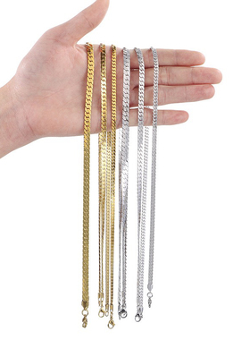 men flat chains cuban fashion necklace hiphop rapper punk