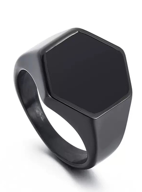 golden ring men hexagon fashion hip-hop rock rapper silvery