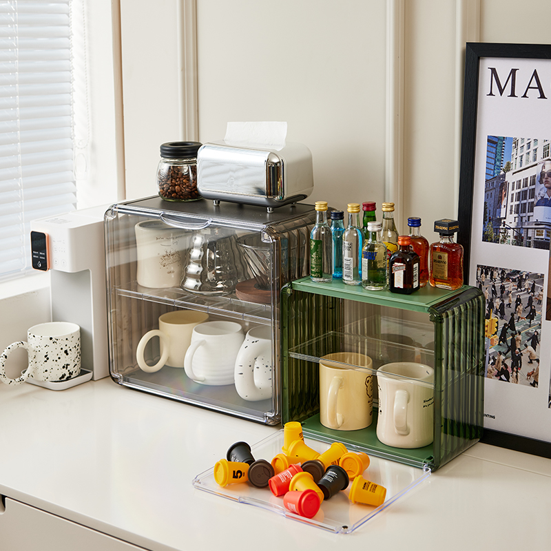 防尘杯架置物架餐桌杯子亚克力水杯茶杯架子咖啡杯马克杯收纳盒子 - 图1