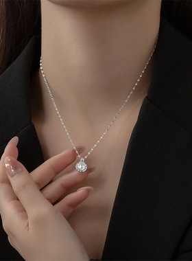 帝丰s999足银璀璨太阳花锆石项链女抖音同款满钻花朵高级感锁骨链