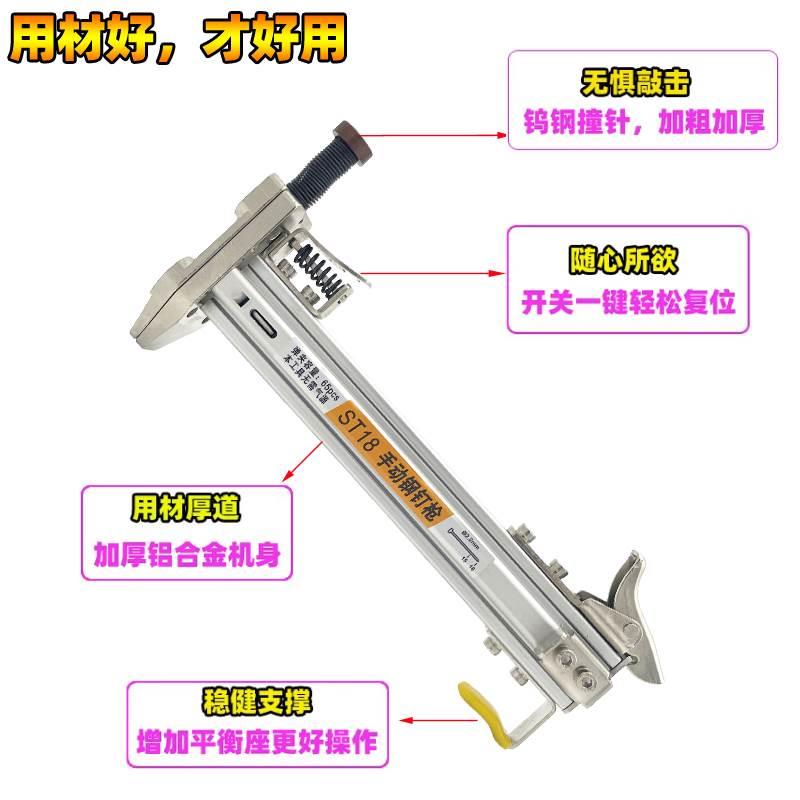 手动打钉枪线槽钢钉机水泥墙撞钉枪ST18钢排钉枪半自动电工射钉器 - 图1