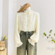 Sweet long-sleeved lace stand-up collar ruffled shirt plus velvet