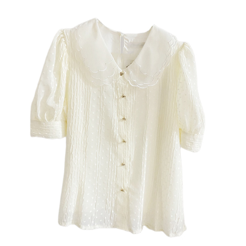 法式重工娃娃领泡泡袖女设计感衬衫 莲妲衬衫