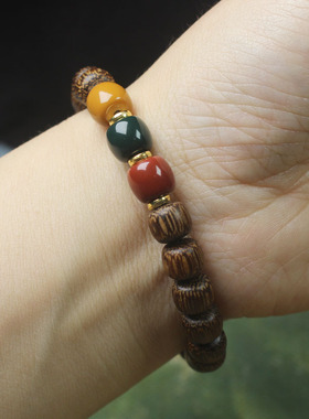 沉香木8mm老型珠手串手链 木质DIY男女款佛珠念珠饰品