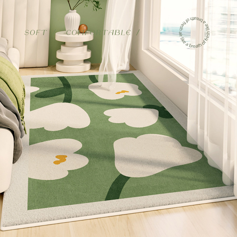 卧室高级感家用长条毛绒加厚床边毯 银锦床边毯