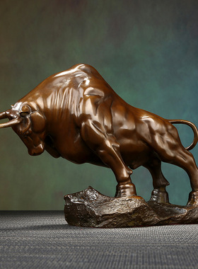 黄铜开拓牛摆件生肖牛工艺品客厅办公室家居装饰品开业新品