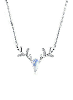 韩版新品麋鹿项链锁骨链女月光石吊坠一鹿有你圣诞礼物