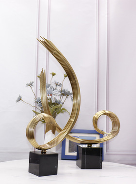 简约现代金属波浪造型装饰样板房客厅书房办公室桌面软装欧式摆件