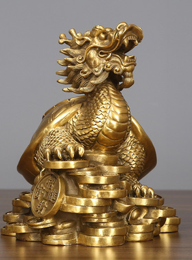 黄铜八卦龙龟摆件客厅办公室家居工艺品开业新品八卦龙龟