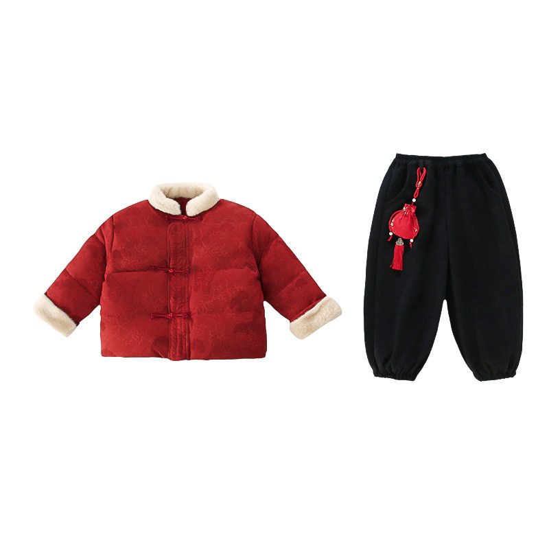 拜年服女童国风棉服套装冬季汉服儿童喜庆过年服周岁宝宝中式礼服,淘宝优惠券,粉丝福利购,淘宝优惠卷
