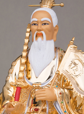 全黄铜姜子牙神像中式摆件
