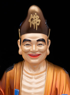 台湾黄铜贴金济公活佛菩萨像佛堂