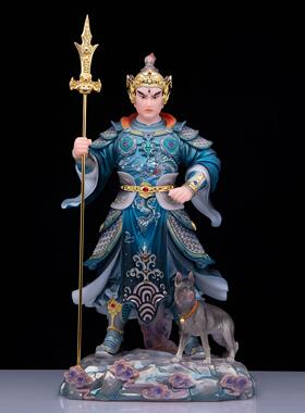 杨戬神像哮天犬供奉摆件玉石粉