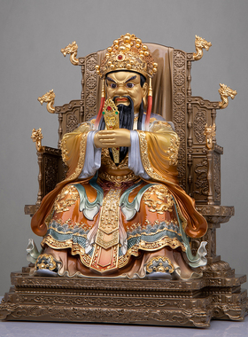 典藏广济龙王菩萨佛像黄铜龙五爷神像家用祝福五爷铜像中式摆件