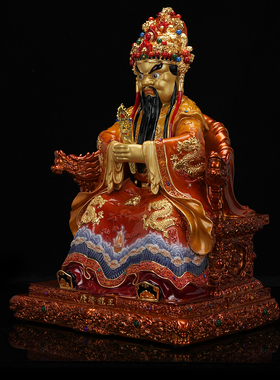 黄铜彩绘五台山龙五爷神像供奉