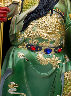 树脂中式家用珍珠漆关公神像