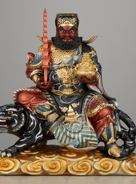了凡居武财神赵公明神像树脂中路财神赵元帅骑黑虎正财神供奉摆件