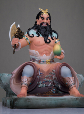 玉石粉中式家用盘古大帝神像