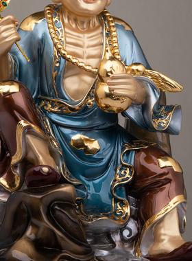 纯铜济公佛像供奉摆件