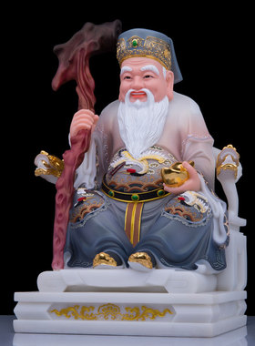 玉石粉中式客厅土地公婆神像