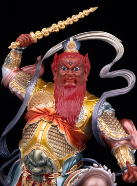 铜珐琅彩贴金站王灵官神像摆件