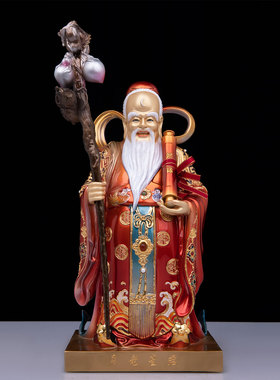 铜彩绘月老星君神像摆件