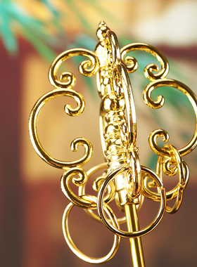 地藏王菩萨合金禅杖摆件佛像