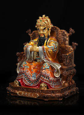 黄铜彩绘广济龙王五爷供奉摆件