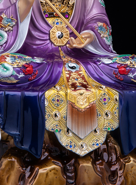 黄铜热着色太上老君神像供奉摆件