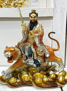 黄铜中式带骑张天师神像