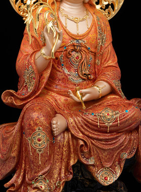 娑婆三圣佛像非遗观世音菩萨大漆
