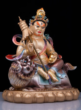 财宝天王佛像黄铜彩绘多闻天王