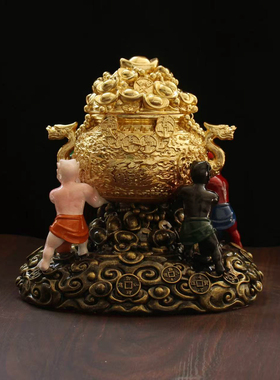 树脂五灵公神像五鬼运聚宝盆