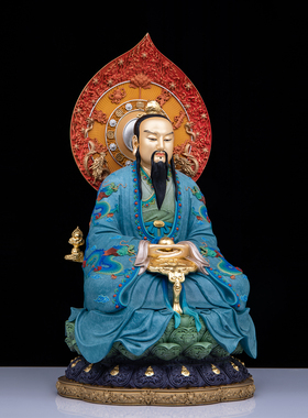 三清道祖神像铜铸石影家用供奉祖师爷元始道德灵宝太上老君铜像