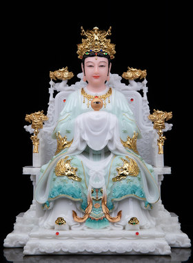 三霄娘娘神像汉白玉天青摆件