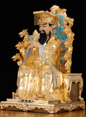 玉帝王母铜像家用供奉摆件