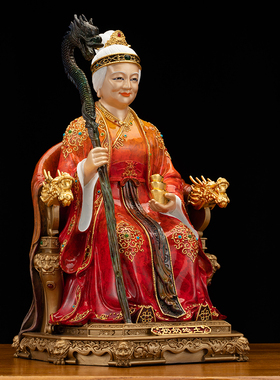 黄铜祝福土地公婆神像摆件