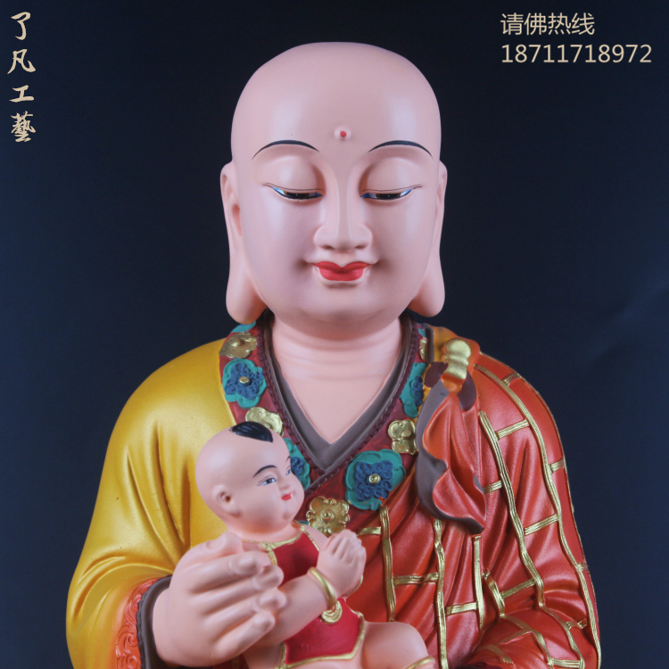 地藏王菩萨佛像 抱小孩送子地藏王树脂玻璃钢佛像摆件 娑婆三圣像 - 图0