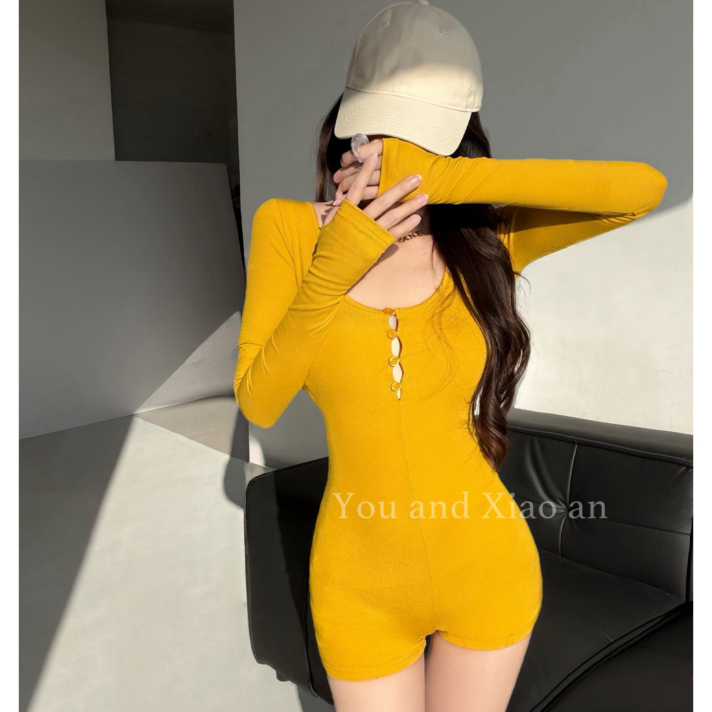 欧美辣妹长袖连体裤女春夏外穿连体衣女健身撸铁打底内搭收腰短裤,淘宝优惠券,粉丝福利购,淘宝优惠卷