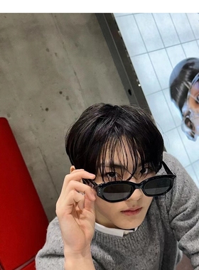 2024新款墨镜男方圆脸小众猫眼窄框高级感个性绿色网红太阳眼镜女