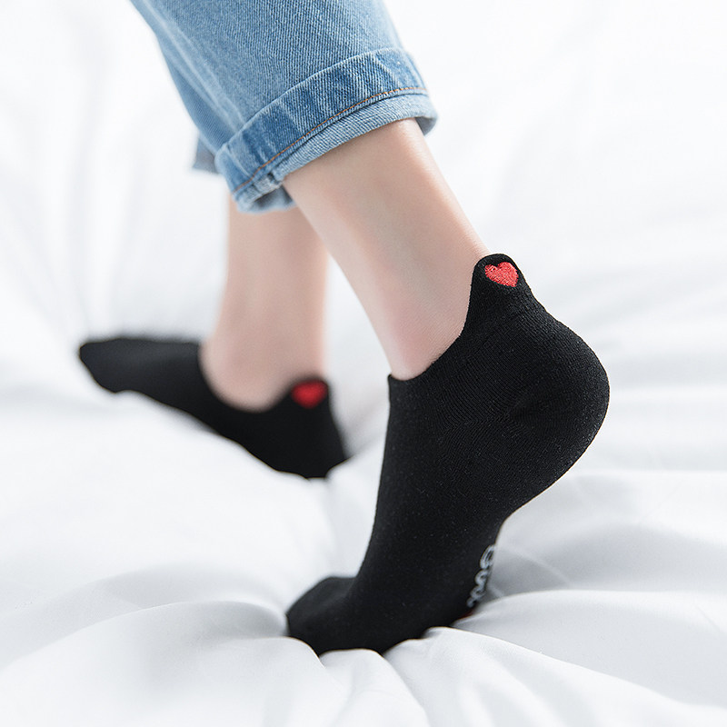 夏季浅口韩版纯棉爱心低帮ins船袜 茜格米短袜/打底袜/丝袜/美腿袜