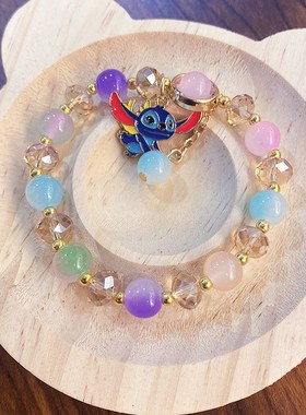 手链儿童女孩高颜值手串饰品小女孩首饰生日礼物彩色串珠琉璃手饰