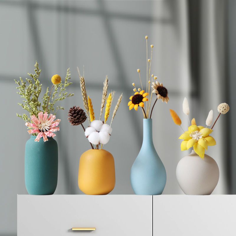 北欧陶瓷花瓶ins创意家居电视柜客厅装饰品房间桌面摆件干花插花-图1